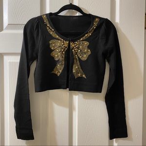 💜 Gold Bow Black Cardigan